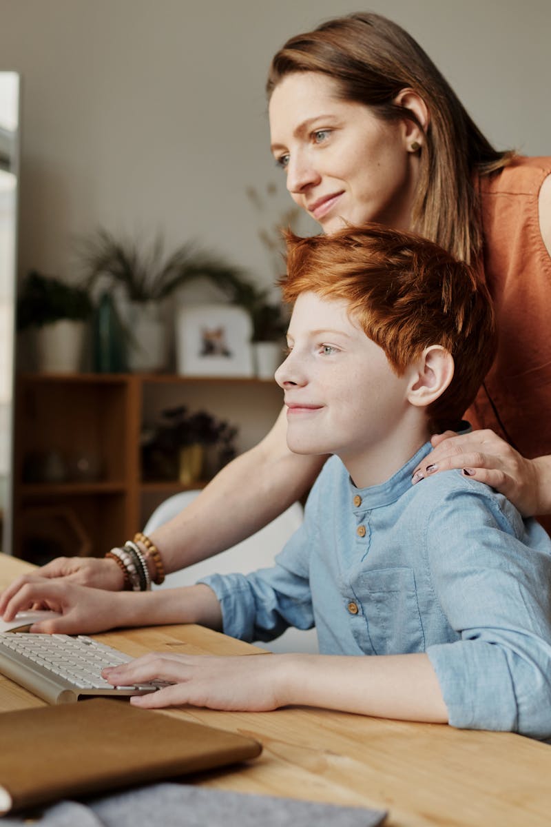 Parent and child using MindfulTime educational screen time app together